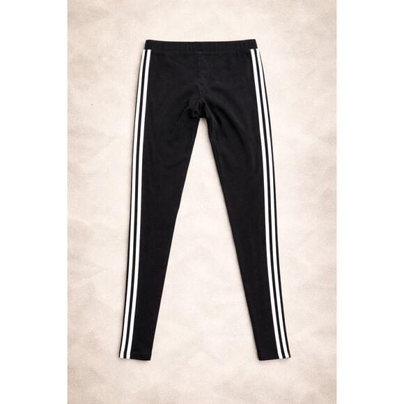 Adidas Originals Black 3-Stripe Leggings Trefoil Logo Womens Size XS - Picture 2 of 3